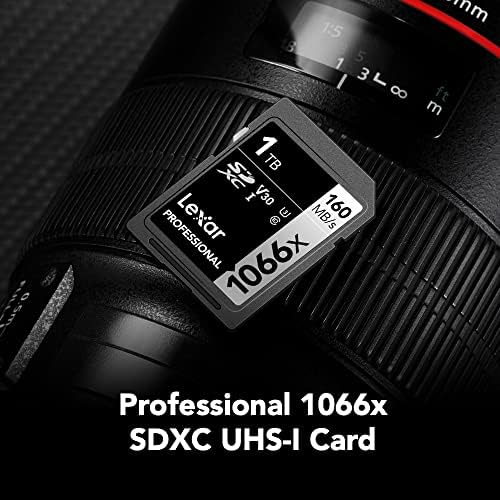 Lexar Professional 1066x 128GB SDXC UHS-I SELICE SIMERT SIRDER SIRDER, C10, U3, V30, Full-HD ו- 4K וידאו,