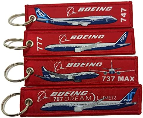4 יחידות חבילה תעופה נולד לטוס בואינג 737, 747, 777, 787 כפול צד מפתח מחזיק מפתחות, אדום, רגיל