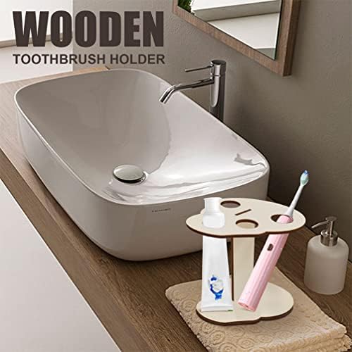 מחזיק שיניים מעץ מארגן משחת שיניים: מברשת שיניים חשמלית עמדת מים עמד
