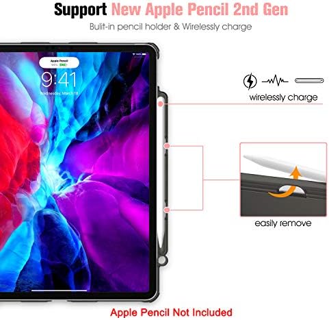CaseBot Slimshell Case עבור iPad Pro 12.9 הדור הרביעי וה -3 2020/2018 עם מחזיק עיפרון - כיסוי