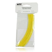 NTE Electronics 47-20106-Y צינורות כיווץ חום, קיר דק, יחס כווץ 2: 1, 1/16 קוטר, אורך 6, צהוב