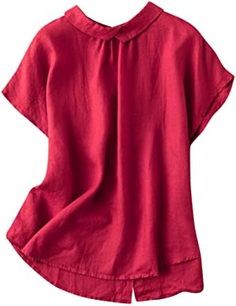Miashui נשים כפתור למטה חולצת שרוול רופף כפתור נשים למטה חולצות שרוולים קצרים עגול צוואר עגול חולצות נשים V