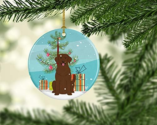 אוצרות קרוליין עץ חג מולד שמח שוקולד לברדור קרמיקה קישוט לחג המולד רב צבע, 3 אינץ ', BB4181CO1