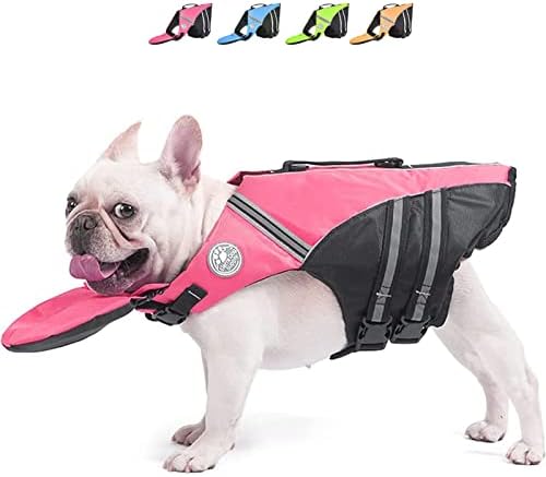 מעיל הצלה של בולדוג צרפתי, אפוד חיי כלבים לשחייה עם צף צוואר, מעיל הצלה של גורים