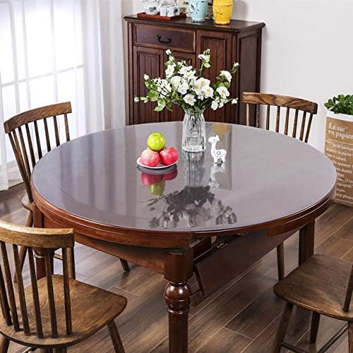 Awsad שולחן שולחן ברור, מגן שולחן עגול מפלסטיק 1.5 ממ/2 ממ ללא ריח עמיד בפני חום עמיד בפני שולחן אוכל לשולחן