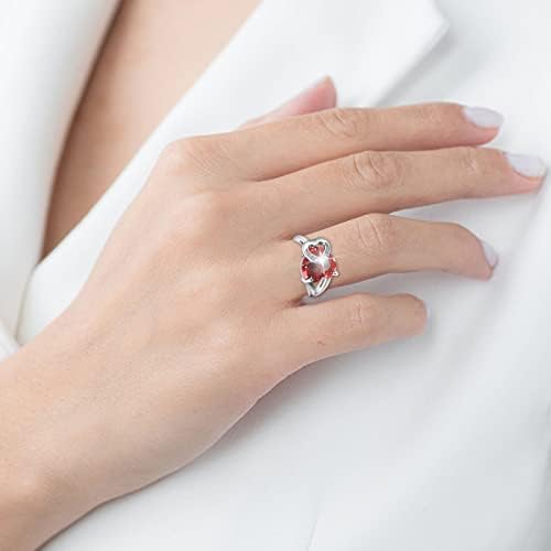 2023 חדש לב בצורת יהלומי צבע חן זירקון קריסטל מיקרו הגדרת טבעת תכשיטי יום הולדת הצעת מתנת כלה אירוסין