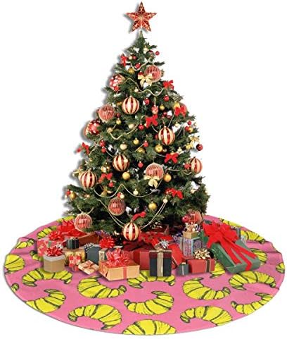 דפוס קרואסון של LVESHOP חצאית עץ חג המולד ורוד עגול יוקרה עגול מקורה חיצוני כפרי חג המולד עץ קישוטי חג