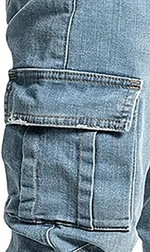 מכנסי ג 'ינס מטען לגברים, מכנסי טרנינג רטרו במצוקה בגדי רחוב אופנתיים עם כיס צדדי עם ג' ינס רוכסן