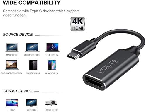 Volt Plus Tech HDMI 4K USB-C ערכת תואם למתאם מקצועי של Nokia C2 Tava עם פלט דיגיטלי מלא של 2160p, 60Hz!
