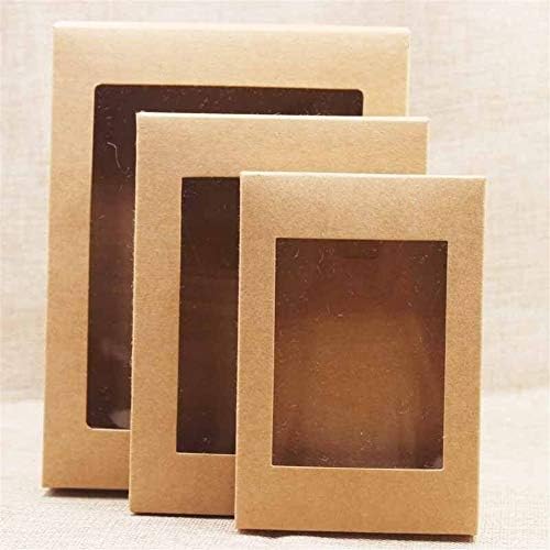 AOSUAI 20 יחידות קופסת נייר DIY עם חלון לבן/שחור/קראפט אריזת עוגת קופסא מתנה לנייר לחתונה למסיבה