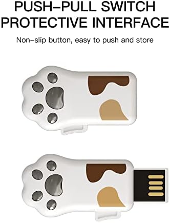כונן הבזק חמוד של USB, רגל חתול פלאק מיני כונן אגודל USB 2.0 מקל זיכרון בעלי חיים מצויר עט קריקטורה כונן רוכסן