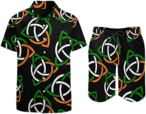 סלטיק טריניטי קשר קשר בגברים 2 חלקים תלבושות חוף כפתור הוואי למטה חולצה עם שרוול קצר וחליפות מכנסיים קצרים