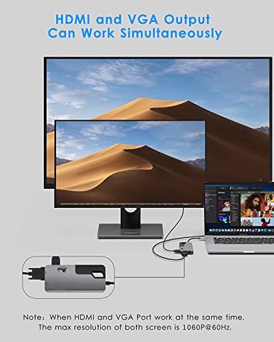 מתאם רכזת USB C עבור MacBook Pro 2019/2018/2017, 10-in-1 Multiport MacBook Pro USB מתאם HDMI