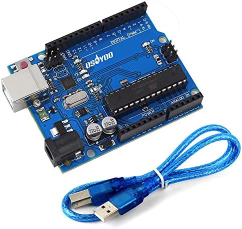 Osoyoo מבוסס על Arduino עם לוח בקר וכבל USB תואם עם UNO R3 כולל תכנות פרויקטים של SAMPE עם IDE