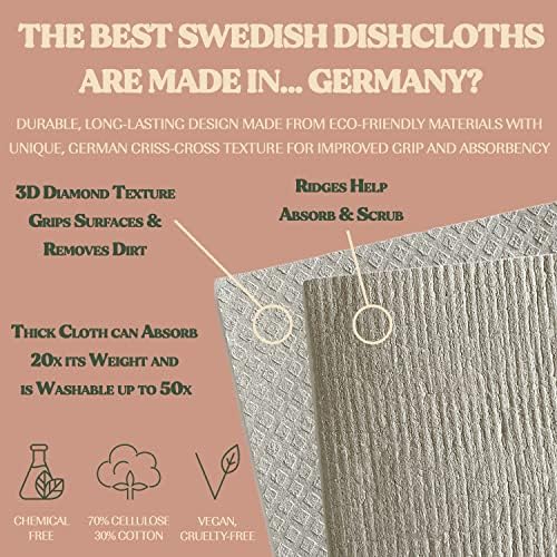 פבו שוודי מטליות מטבח / 5 חבילה בולים שוודי צלחת מגבות / תאית ספוג מטליות / ללא שריטה לשימוש חוזר נייר מגבות /