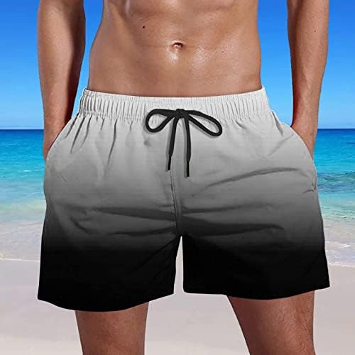 מכנסי גברים של דודובבי בכושר רגוע קיץ לשחות כיסים יבשים מהירים בתוספת מכנסי חוף בהדפס שיפוע