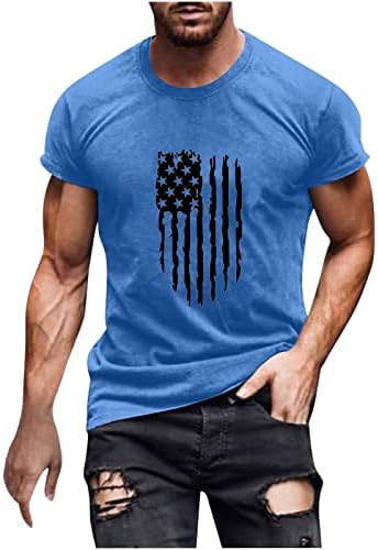 חולצת דגל אמריקאית אנכית אנכית לגברים צוואר מזדמן צוואר שרוול קצר חולצות טיס רביעי ביולי