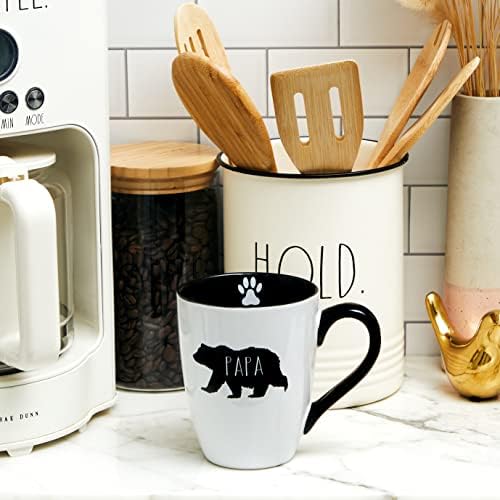 שפילד בית פאפא דוב קפה ספל-שחור ולבן קרמיקה קפה כוס עם חמוד פאפא דוב תמונה-16 עוז ספל