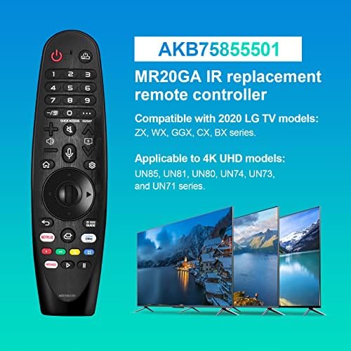AN-MR20GA AN-MR19BA AKB75855501 החלפת קסם שלט מרחוק מתאים ל- LG טלוויזיה חכמה שלט עם כפתורי וידאו וסרטים
