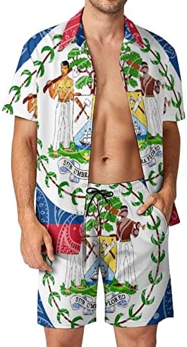 דגל פייזלי ובליז גברים 2 חלקים הוואי הגדר מכפתור חולצות שרוול קצר מכנסי חוף רופפים מתאימים