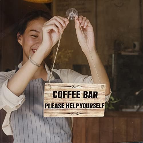 שלטי קפה מצחיקים שלטי קפה מתנה קפה בית קפה בבקשה עזור לעצמך שלט תלייה מעץ קיר כפרי קיר ביתי קישוט מטבח 12 x 6