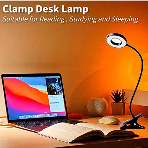 מהדק GZKPL על מנורת שולחן, קליפ על אור שולחן עם מנורת מלאכת מהדק מנורת קריאה מיטה גמישה עם 48 LED ו -10 בהירות